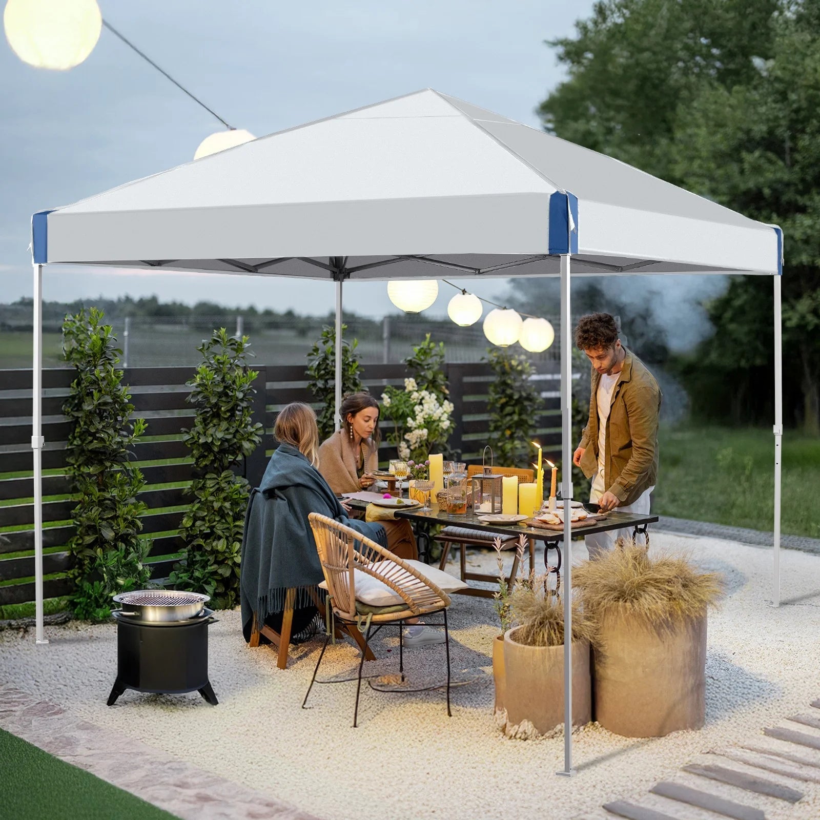 XiHuaZhaoChen Canopy Tent Easy Set-up Outdoor Patio Canopy Adjustable Straight Leg Heights Instant Shelter with Wheeled Bag,Gray,10' x 10'