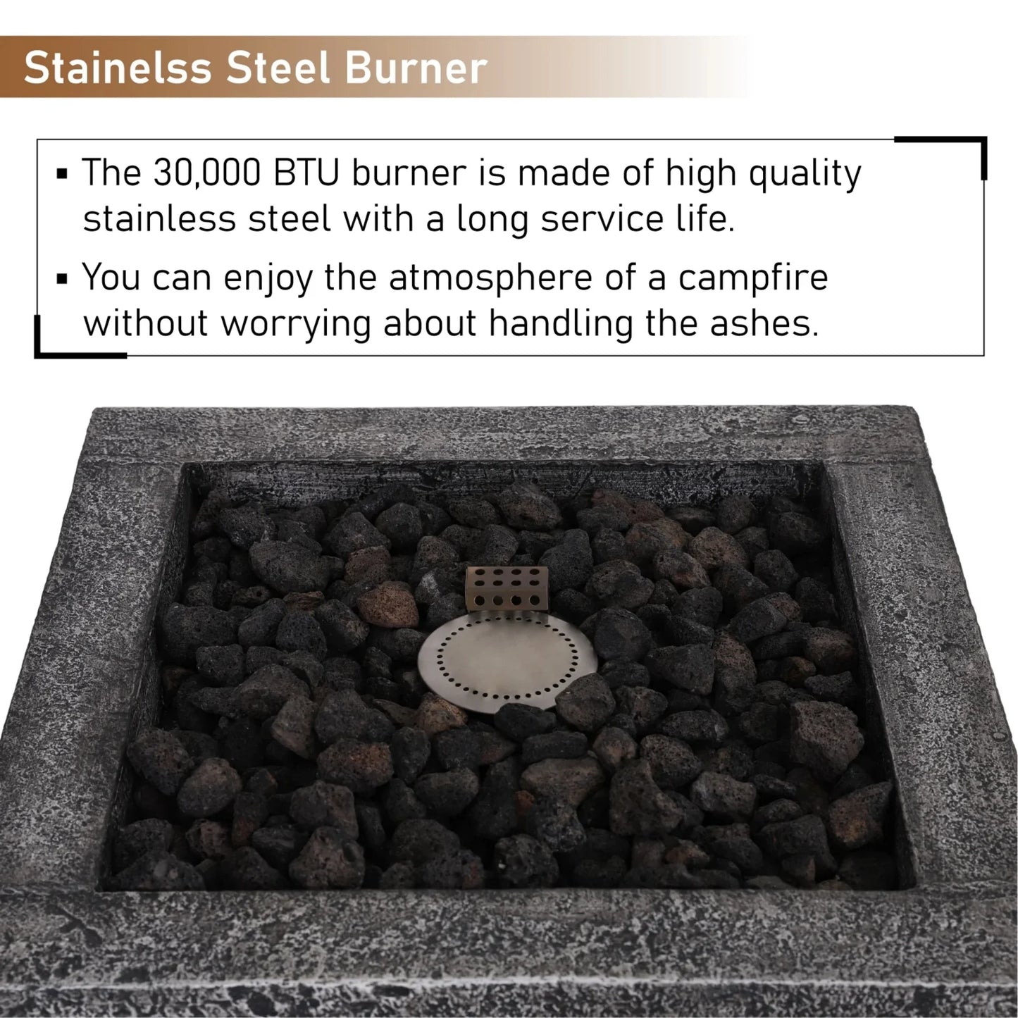 MF Studio 18" Outdoor Patio Propane Gas Fire Pit Column with Waterproof Cover & CSA Certificate, 30,000 BTU