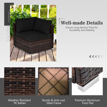 Costway 8PCS Patio Rattan Furniture Set Fire Pit Table Tank Holder Cover Deck Black