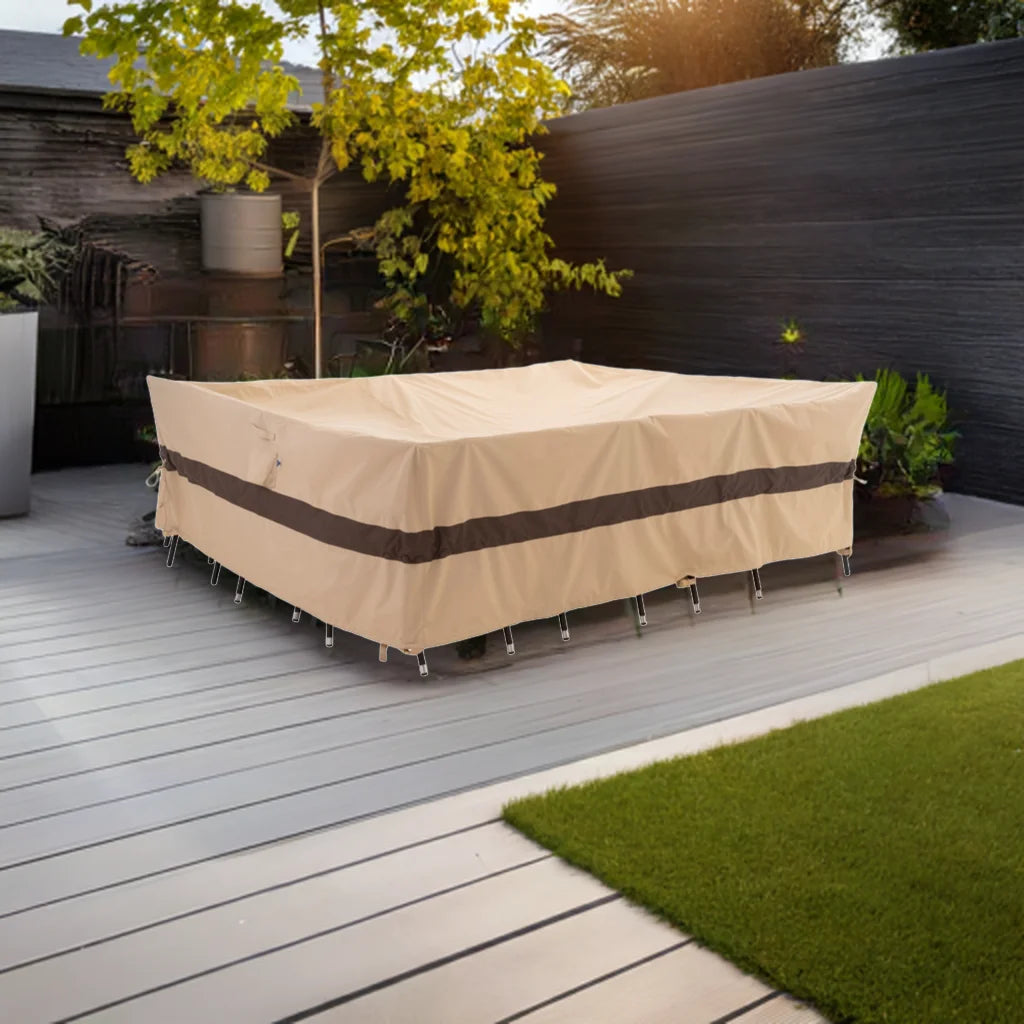 WJ-X3 X Large Waterproof Patio Outdoor Rectangular Table Cover, 136" W x 88" D x 36" H