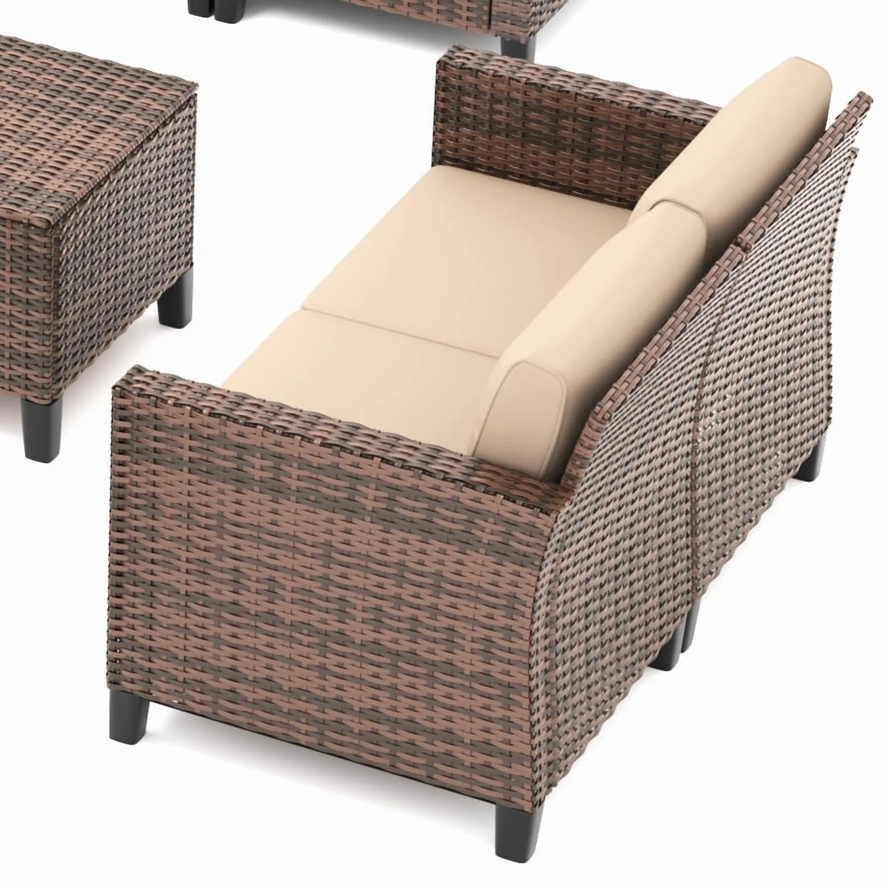 ELPOSUN Patio Furniture Sofa,All-Weather Outdoor Sofa,Outdoor Loveseat Sofa Couch,Weather Resistant Wicker Loveseat with Deep Seat Cushion (ONLY Patio Loveseat Sofa)