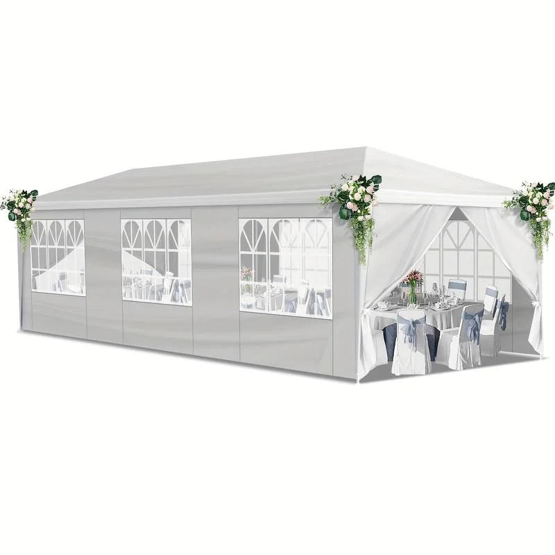 Waterproof 10'x30' Outdoor Party Tent Canopy | with 8 Removable Sidewalls for Patio, Wedding, Or Gazebo,Includes Accessories Portable Garage Storage Double Roof Curtains Double-Sided Umbrella