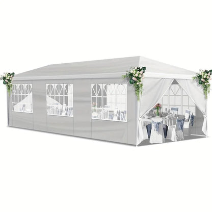 Waterproof 10'x30' Outdoor Party Tent Canopy | with 8 Removable Sidewalls for Patio, Wedding, Or Gazebo,Includes Accessories Portable Garage Storage Double Roof Curtains Double-Sided Umbrella