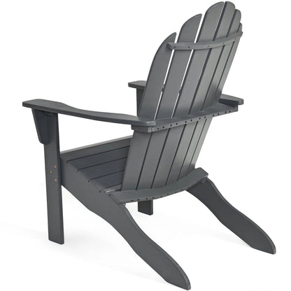 Costway Outdoor Adirondack Chair Accent Chair Solid Wood Durable Patio Garden Deck Furniture Gray