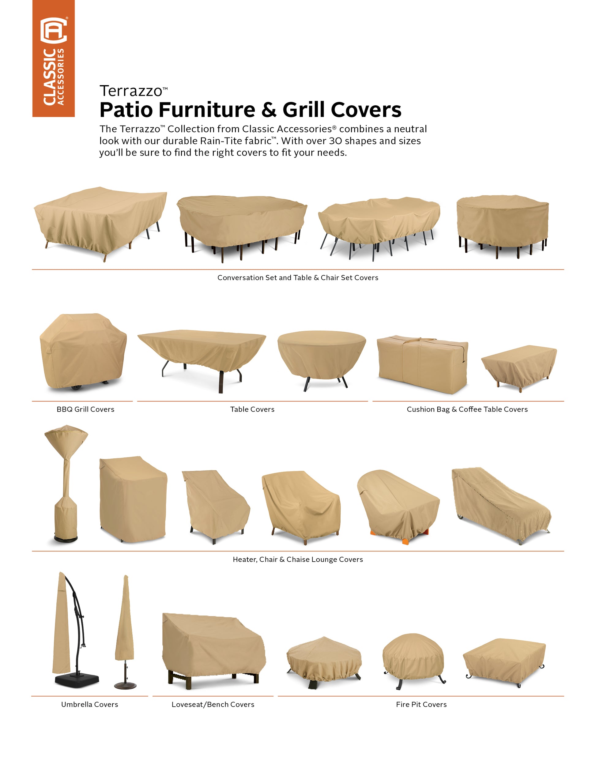 Classic Accessories Terrazzo Water-Resistant 104 Inch Patio Left-Facing Sectional Lounge Set Cover