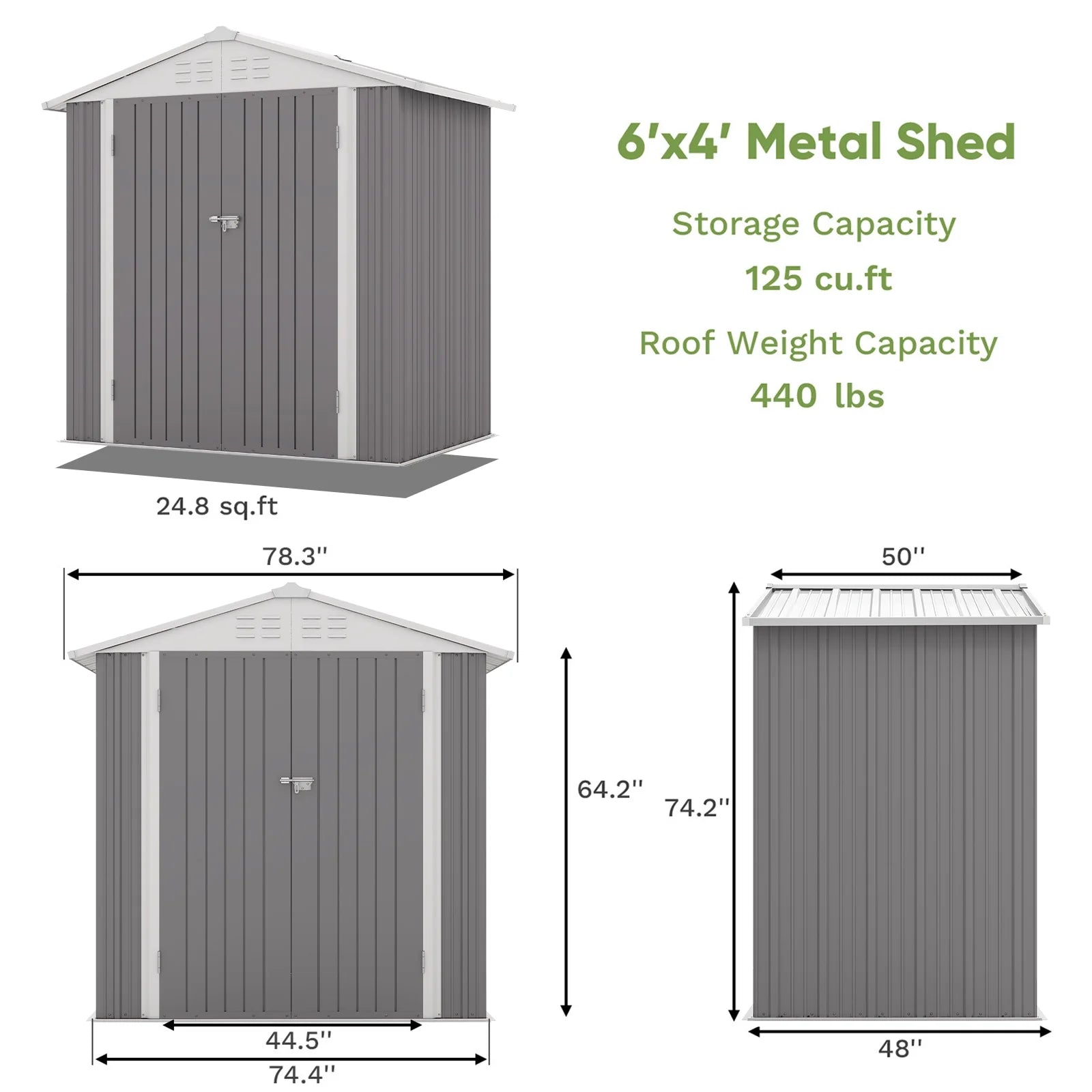 Patiowell 10 x 10 ft Outdoor Storage Metal Shed with Sloping Roof and Double Lockable Door, Brown