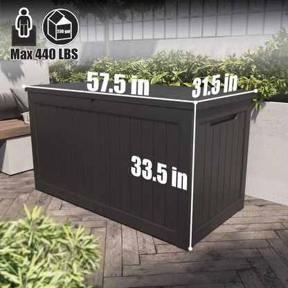 Vineego 230 Gallon Resin Deck Box Large Outdoor Storage for Patio Furniture, Garden Tools, Pool Supplies, Weatherproof and UV Resistant, Dark Black