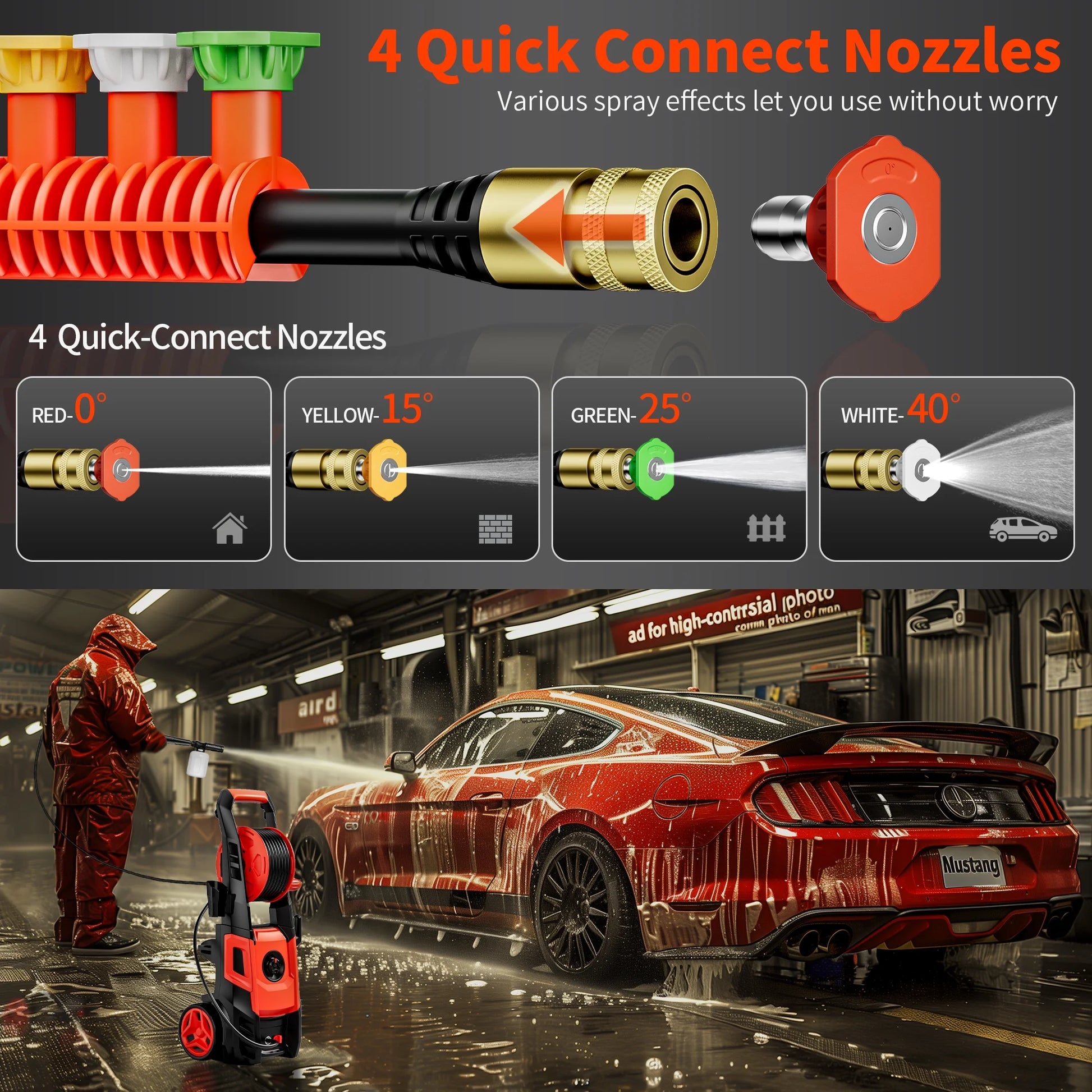 Electric Pressure Washer 3500 PSI, Max 2.4 GPM with Foam Cannon & 4 Nozzle Tips, Electric Power Washer for Cars, Fences, Driveways, Home, Patios - Powerful Power Washers Electric Powered