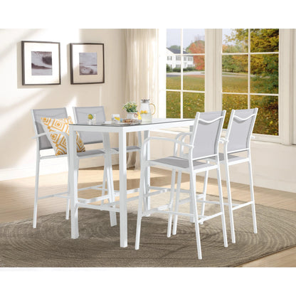 OC Orange-Casual Patio Bar Chair Set of 2, Outdoor & Indoor Bar Stools, All-Weather Aluminum Textile Fabric High Top Patio Dining Chairs, White