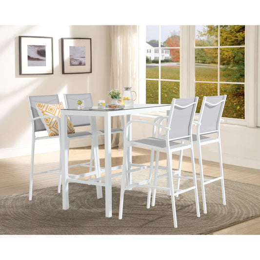 OC Orange-Casual Patio Bar Chair Set of 2, Outdoor & Indoor Bar Stools, All-Weather Aluminum Textile Fabric High Top Patio Dining Chairs, White