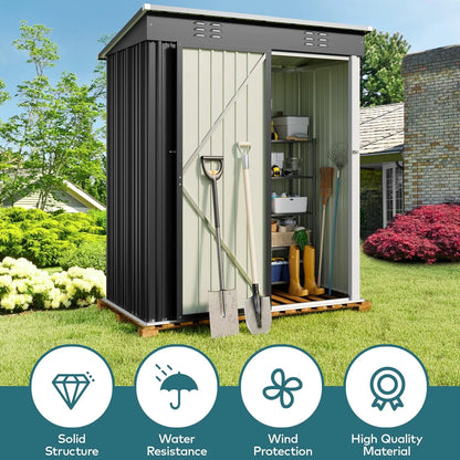 6' x 4' Outdoor Storage Shed, Lofka Garden Metal Shed with Base Frame for Backyard, Patio, Lawn, Gray