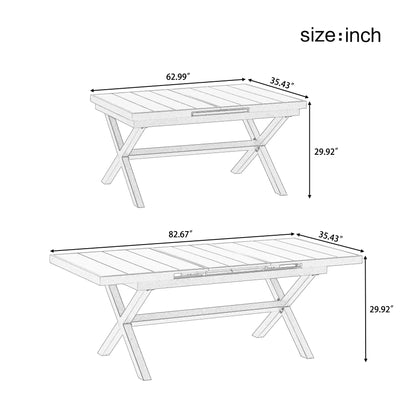 Harper & Bright Designs 7 Pieces Metal Outdoor Dining Table and Chairs Set for 6, All-Weather Patio Dining Furniture with 6 Woven Tape Chairs for Backyard Garden Balcony, Gray, Natural