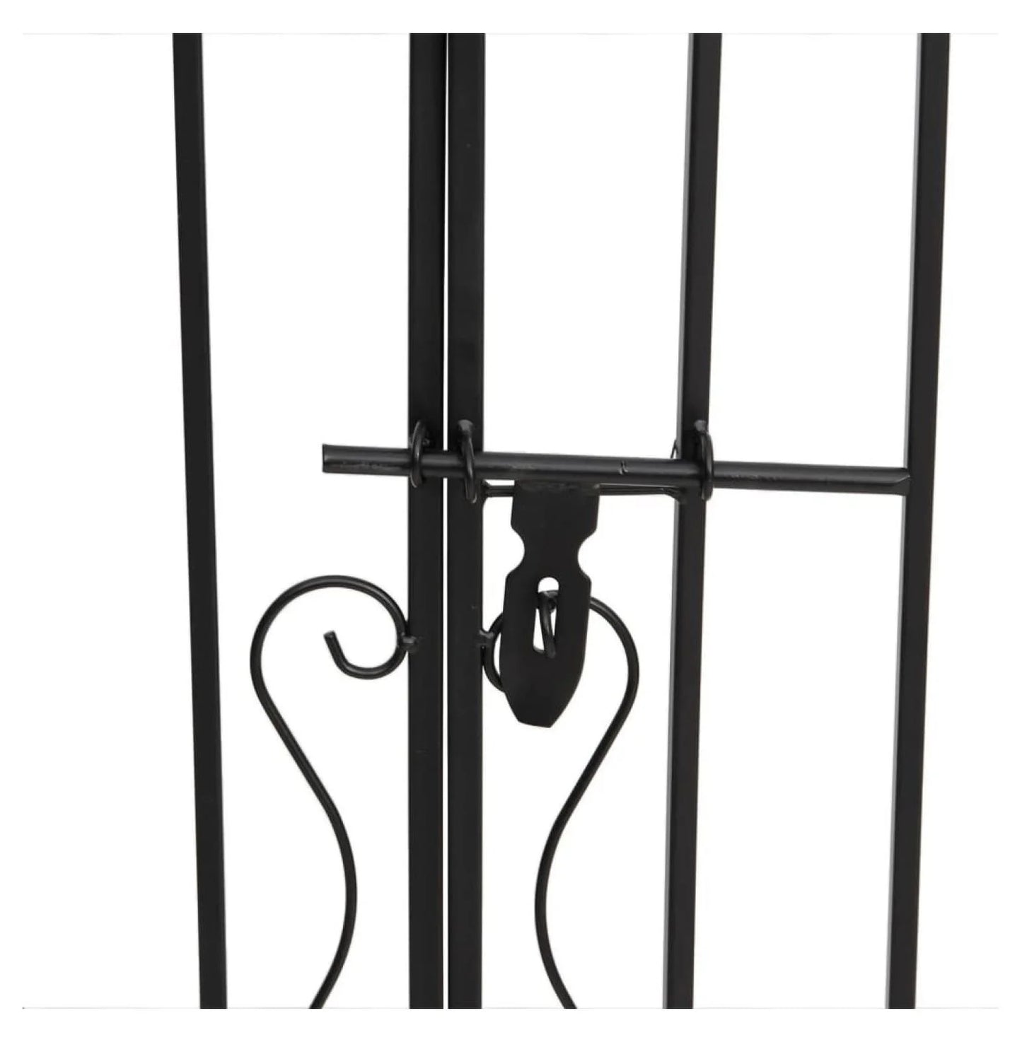 Wrought Iron Garden Gate - 47.6" Black Ornamental Fence Gate with Posts - Outdoor Entryway for Yard, Patio, and Garden - Lockable & Durable