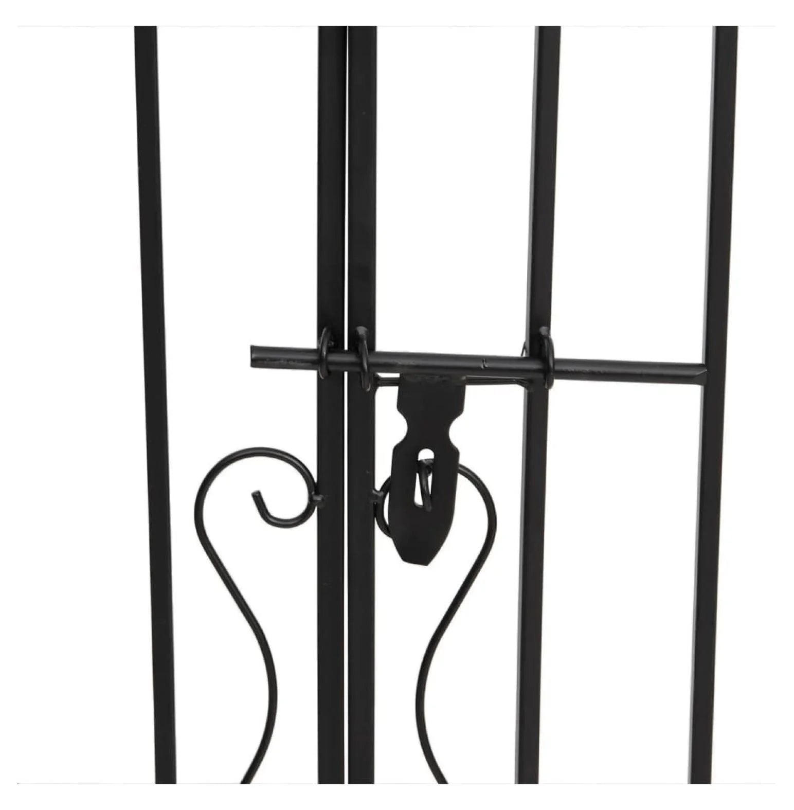 Wrought Iron Garden Gate - 47.6" Black Ornamental Fence Gate with Posts - Outdoor Entryway for Yard, Patio, and Garden - Lockable & Durable