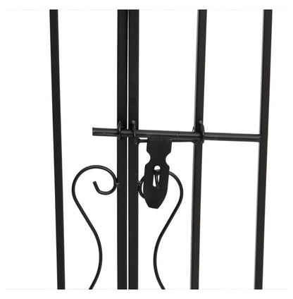Wrought Iron Garden Gate - 47.6" Black Ornamental Fence Gate with Posts - Outdoor Entryway for Yard, Patio, and Garden - Lockable & Durable