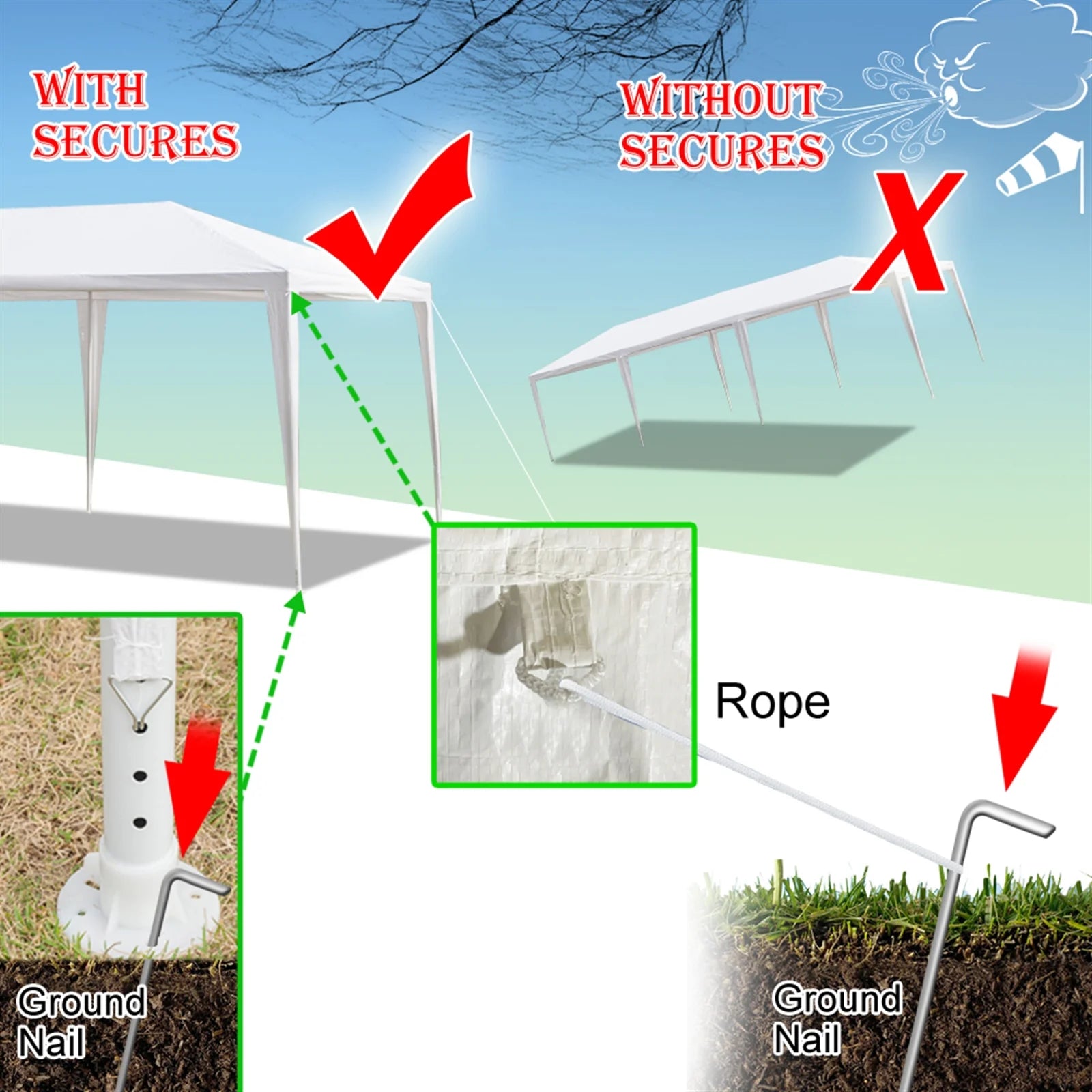 Cfowner 10'x30' 7 Sides Party Tent, Wedding Canopy Tent, Outdoor Patio Folding Gazebo Canopy, White