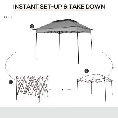 Outsunny 11' x 11' Pop Up Canopy, Outdoor Patio Gazebo Shelter with Removable Zipper Netting, Instant Event Tent w/114 Square Feet of Shade and Carry Bag for Backyard, Garden, Light Gray On-Site