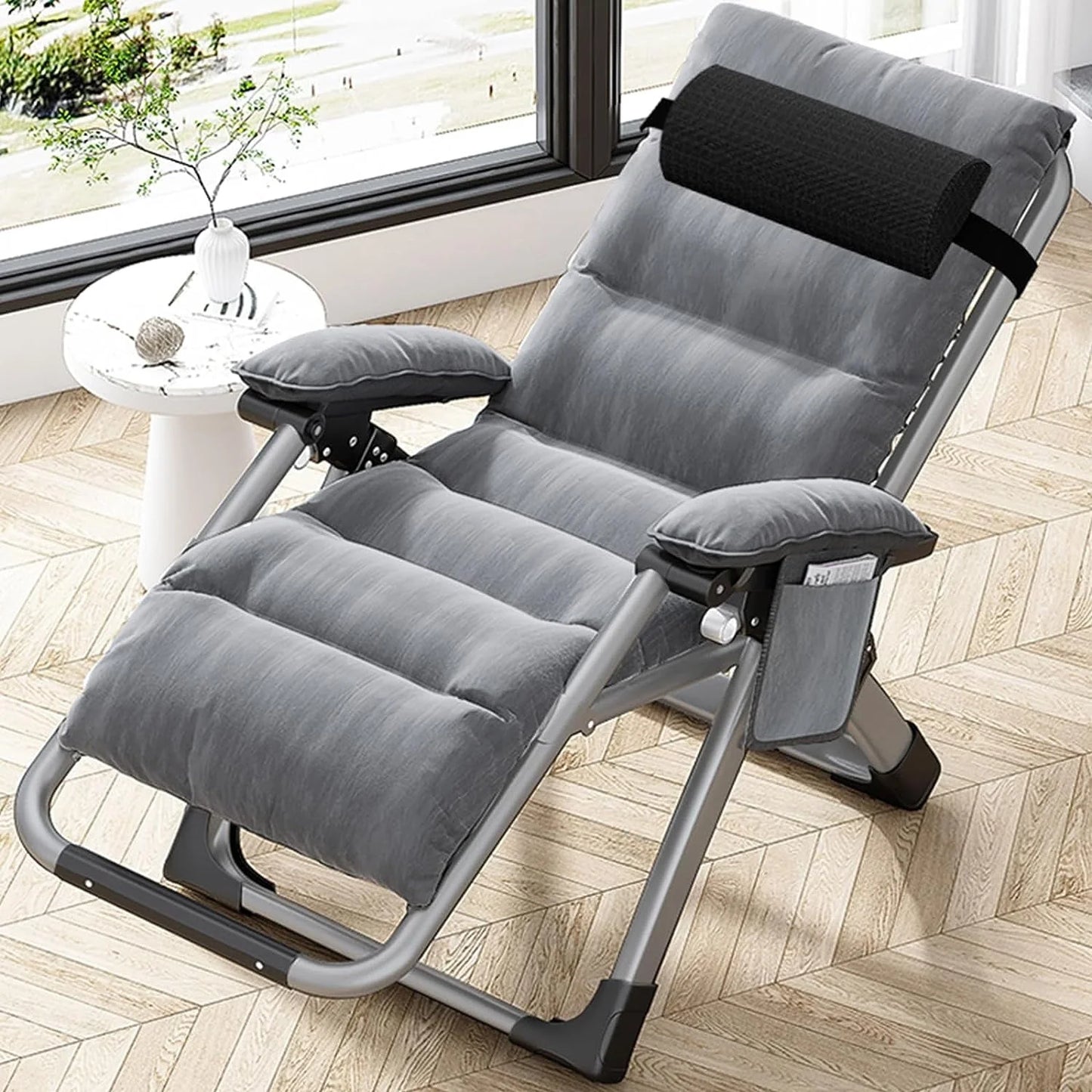 Slsy Upgrade Zero Gravity Chair, Folding Portable Reclining Lounge Chair with Removable Cushion, Armrest Mat, Headrest, Reclining Patio Lounger Chair for Indoor,Outdoor
