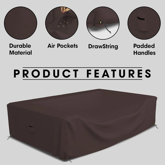 Covers & all Sectional Sofa Cover, Heavy duty 18 Oz Waterproof UV & Weather resistant, Outdoor Patio Couch Furniture Protector with Air Pockets & Drawstrings (83"L x 52"W x 29"H, Coffee)