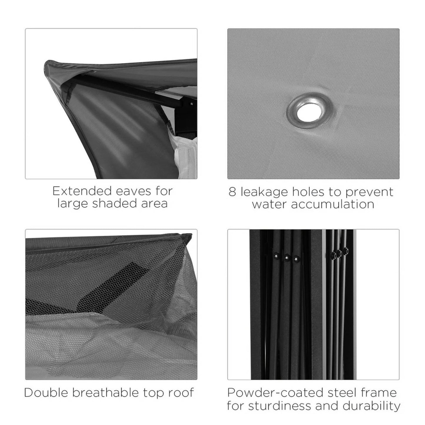 Outsunny 11' x 11' Pop Up Canopy, Outdoor Patio Gazebo Shelter with Removable Zipper Netting, Instant Event Tent w/114 Square Feet of Shade and Carry Bag for Backyard, Garden, Light Gray On-Site