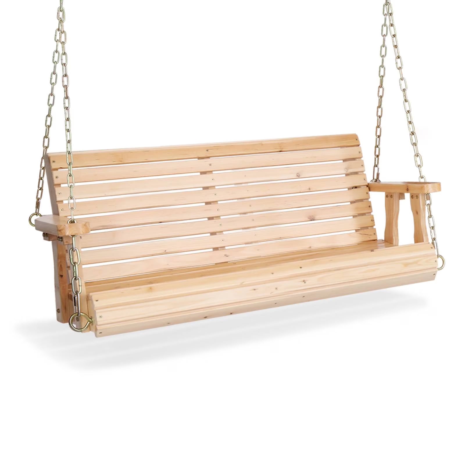 Zimtown Patio Wooden Porch Swing Swing Chair Bench Heavy Duty 880lbs with Hanging Chains for Outdoors,4 FT, Natural