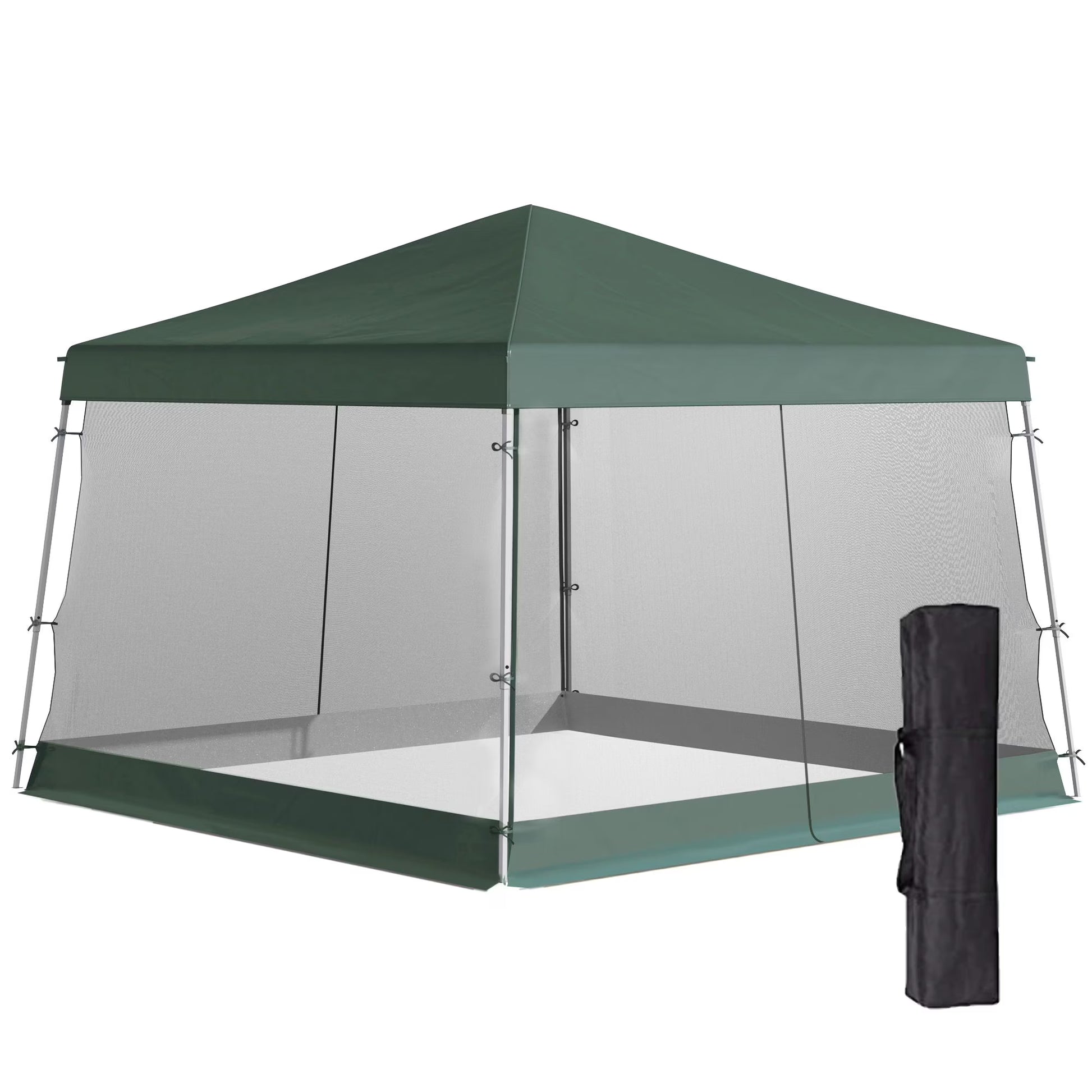 CoSoTower Slant Leg Pop Up Tent with Netting and Carry Bag, Instant Sun Shelter, Tents for Parties, Height Adjustable, for Outdoor, Garden, Patio, (11.5'X11.5' Base/10'X10' Top), Green