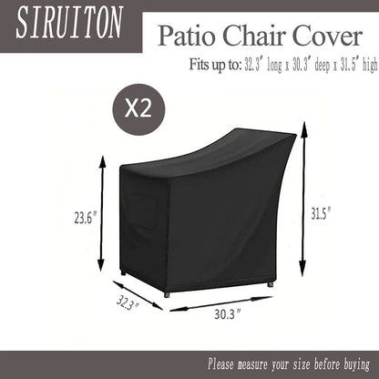 SIRUITON 3 Pieces Patio Set Cover Fit for Outdoor Wicker Patio Furniture Sets Modern Bistro Set Rattan Chair Conversation Sets with Durable and Water Resistant Fabric ,Black
