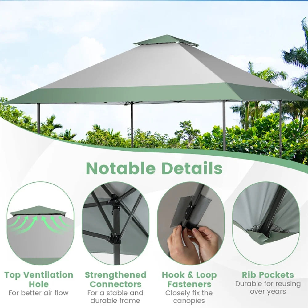 Resenkos 13 x 13 Feet Pop-Up Patio Canopy Tent with Shelter and Wheeled Bag-Gray, Outdoor Gazebo Wedding Party Tent Canopy Tent for Outside Party Waterproof Tent