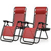 Magshion 2PCS Zero Gravity Foldable Chairs Set Adjustable Recliners with Pillow Outdoor Lounge Chaise Built-in Cup Holder for Camping Patio Porch Beach Backyard Garden, Red