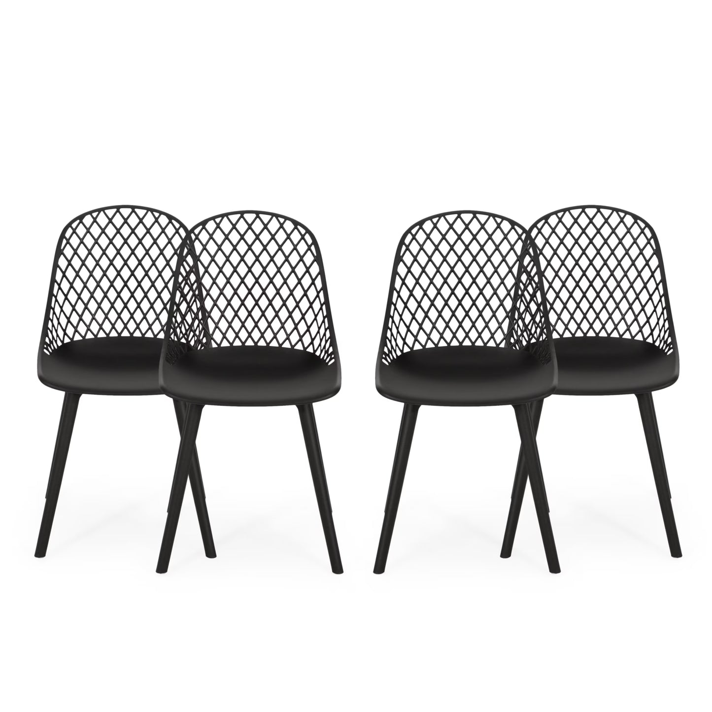 Noble House Lily Plastic Patio Dining Side Chair in White (Set of 4)