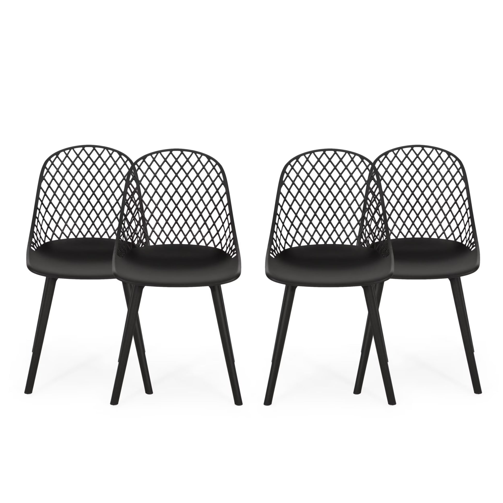 Noble House Lily Plastic Patio Dining Side Chair in White (Set of 4)