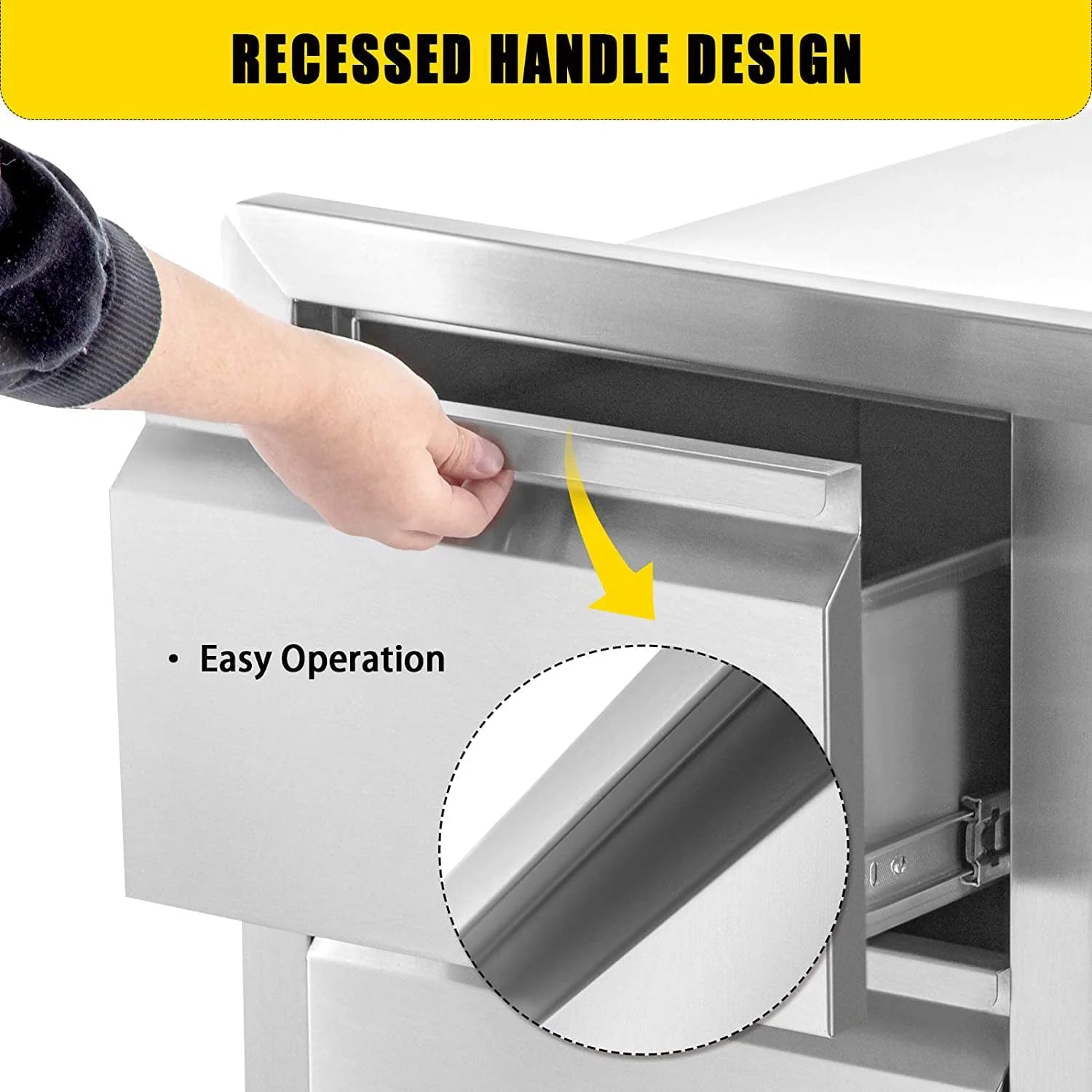 Outdoor Kitchen Door Drawer Combo 29.5" W x 21.6" H x 22.4"D, Access Door/Triple Drawers with Propane Drawer and Adjustable Garbage Ring, Perfect for BBQ Island Patio Grill Station