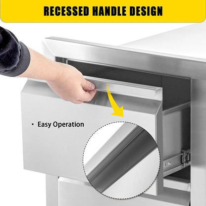 Outdoor Kitchen Door Drawer Combo 29.5" W x 21.6" H x 22.4"D, Access Door/Triple Drawers with Propane Drawer and Adjustable Garbage Ring, Perfect for BBQ Island Patio Grill Station