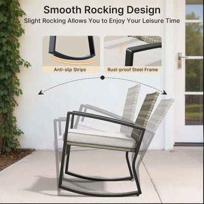 Lofka Patio Furniture Set, 4-Piece Outdoor Sectional Furniture Set with Coffee Table for Conversation & Dining, Gray Rattan