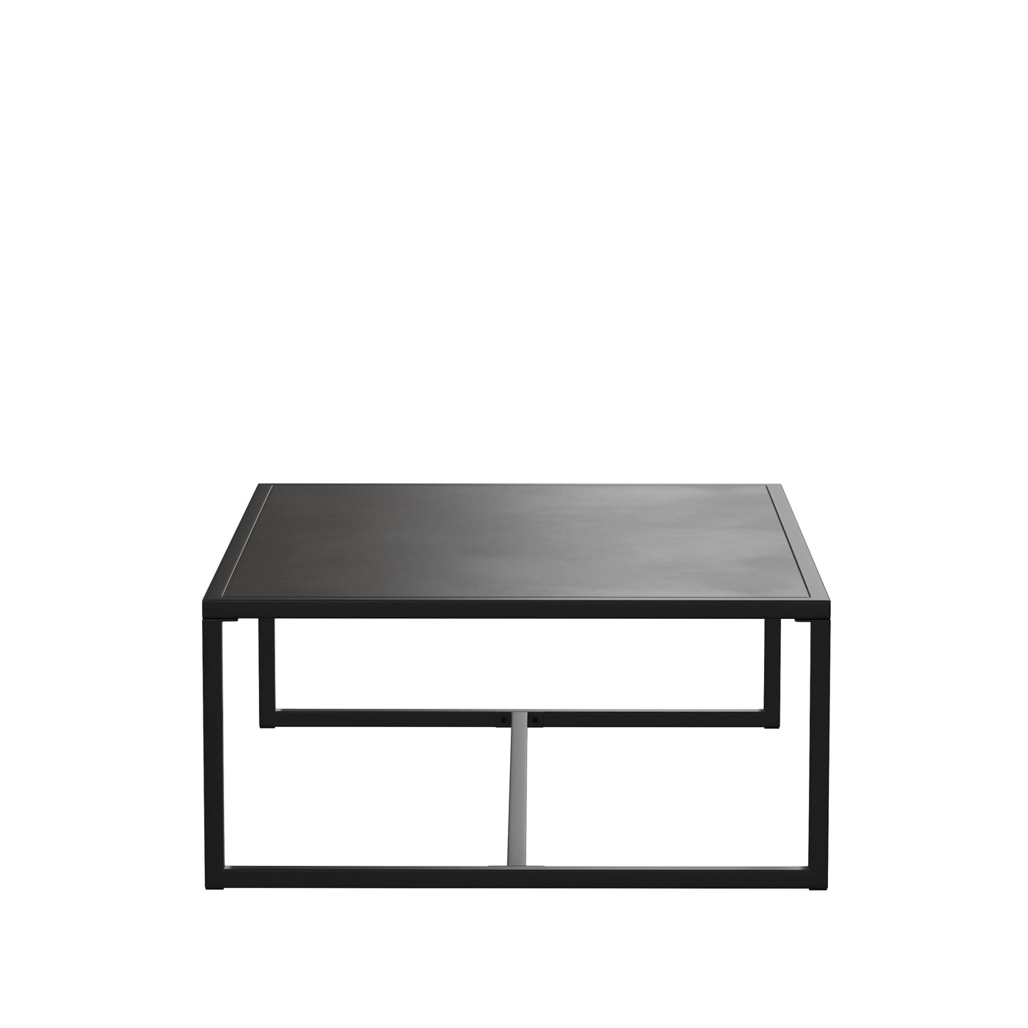 BizChair Outdoor Patio Coffee Table Commercial Grade Black Coffee Table for Deck, Porch, or Poolside - Steel Square Leg Frame