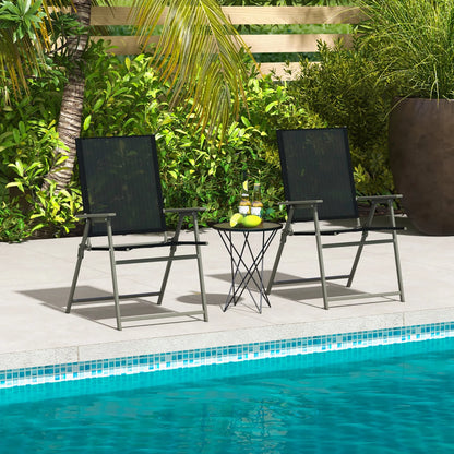 Costway 4pcs Patio Folding Portable Dining Chairs Metal Frame Armrests Garden Black