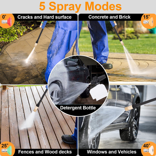 Electric Pressure Washer, 4500PSI Max 3.2 GPM 33FT Hose w/Hose Reel , 4 Connect Nozzles Foam Cannon for Cars, Fences, Driveways, Patios, Home Cleaning