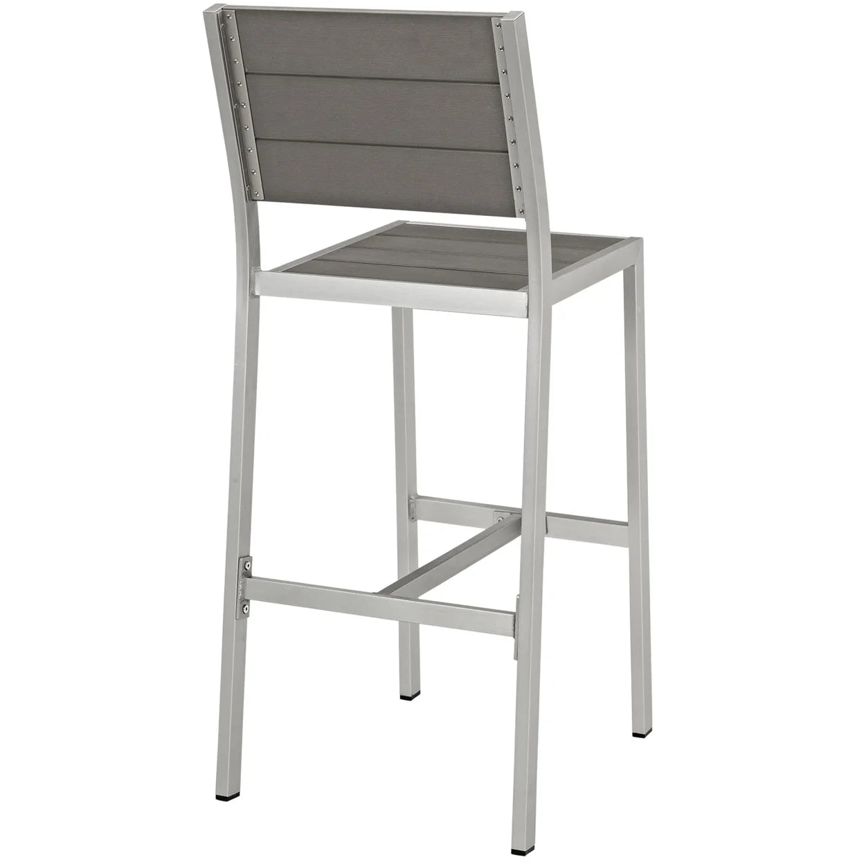 Modway Shore Outdoor Patio Aluminum Armless Bar Stool in Silver Gray