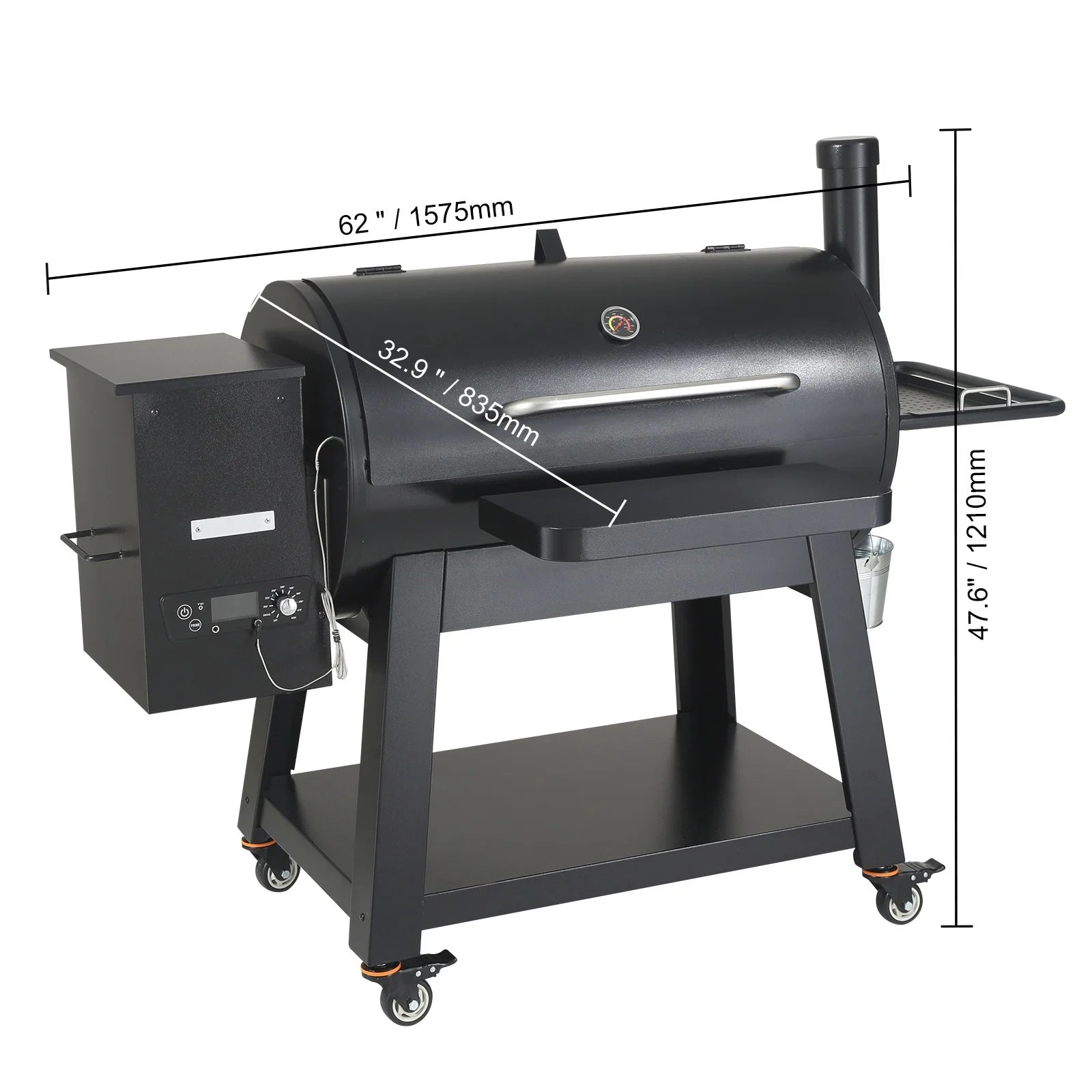 KFFKFF 62" Heavy Duty Charcoal Grill 8 IN 1,BBQ Portable Grill with Cart Outdoor Cooking Barbecue Camping, Picnic, 840 sq, Patio and Backyard