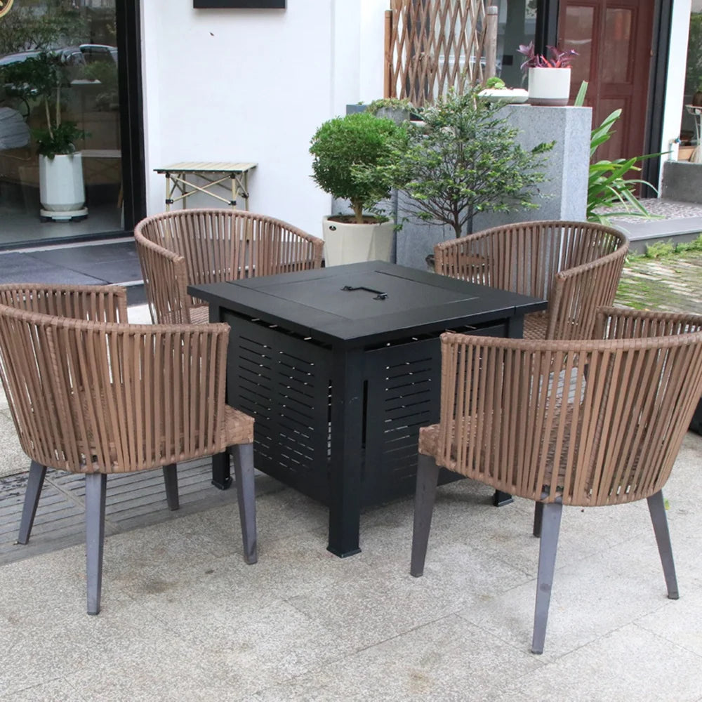 2 in 1 Smokeless Fire Pit Table for Outdoor Patio, Square Steel Heater with Removable Lid, Grill Over Stove, Multifunctional Firepit Table for Garden, Deck, Balcony, Backyard