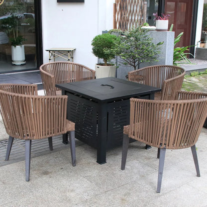2 in 1 Smokeless Fire Pit Table for Outdoor Patio, Square Steel Heater with Removable Lid, Grill Over Stove, Multifunctional Firepit Table for Garden, Deck, Balcony, Backyard