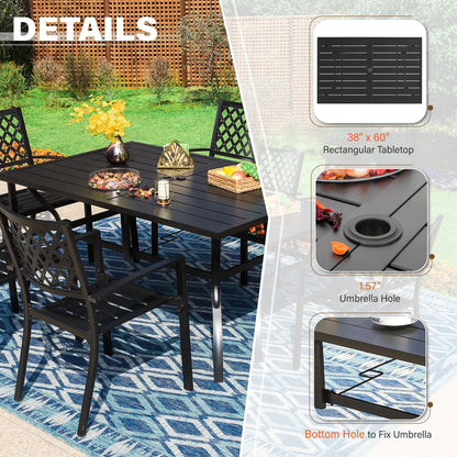 Sophia & William 7 Piece Outdoor Patio Dining Set Highback Textilene Chairs and Metal Table Furniture Set for 6, Blue