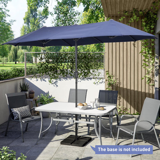 Autlaycil 13 ft Rectangle Patio Umbrella with Crank, Outdoor Market Umbrella (Navy Blue)