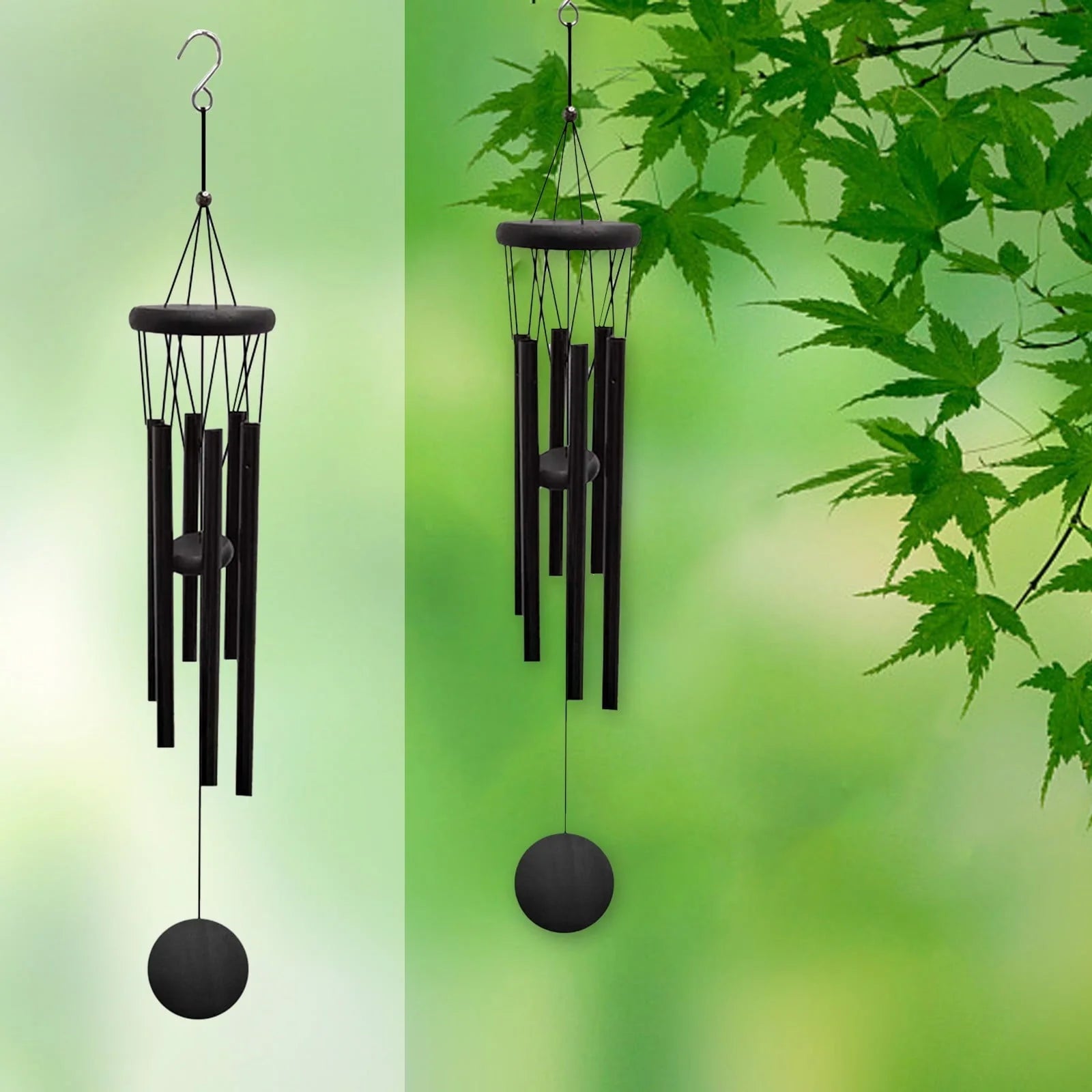 Wind Chimes Outdoor Deep Tone, Wind Chime Outdoor Sympathy Wind-Chime With 6 , Elegant Chime For Garden Patio Black Windchimes