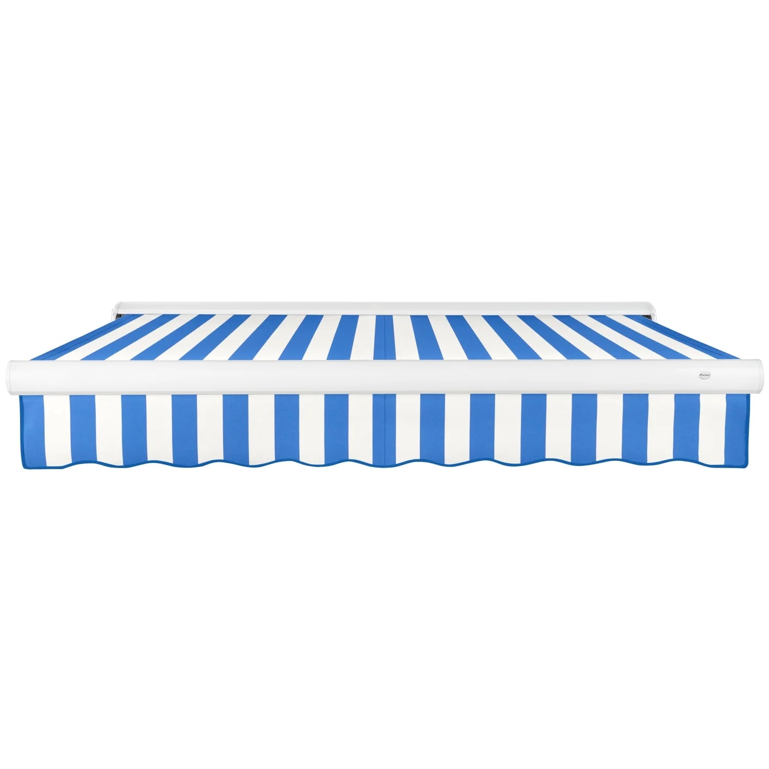 Awntech 10 Ft Key West Manual Heavy Duty Patio Retractable Awning with Cassette (120in x 9.38in x 96in), Bright Blue/White Stripe
