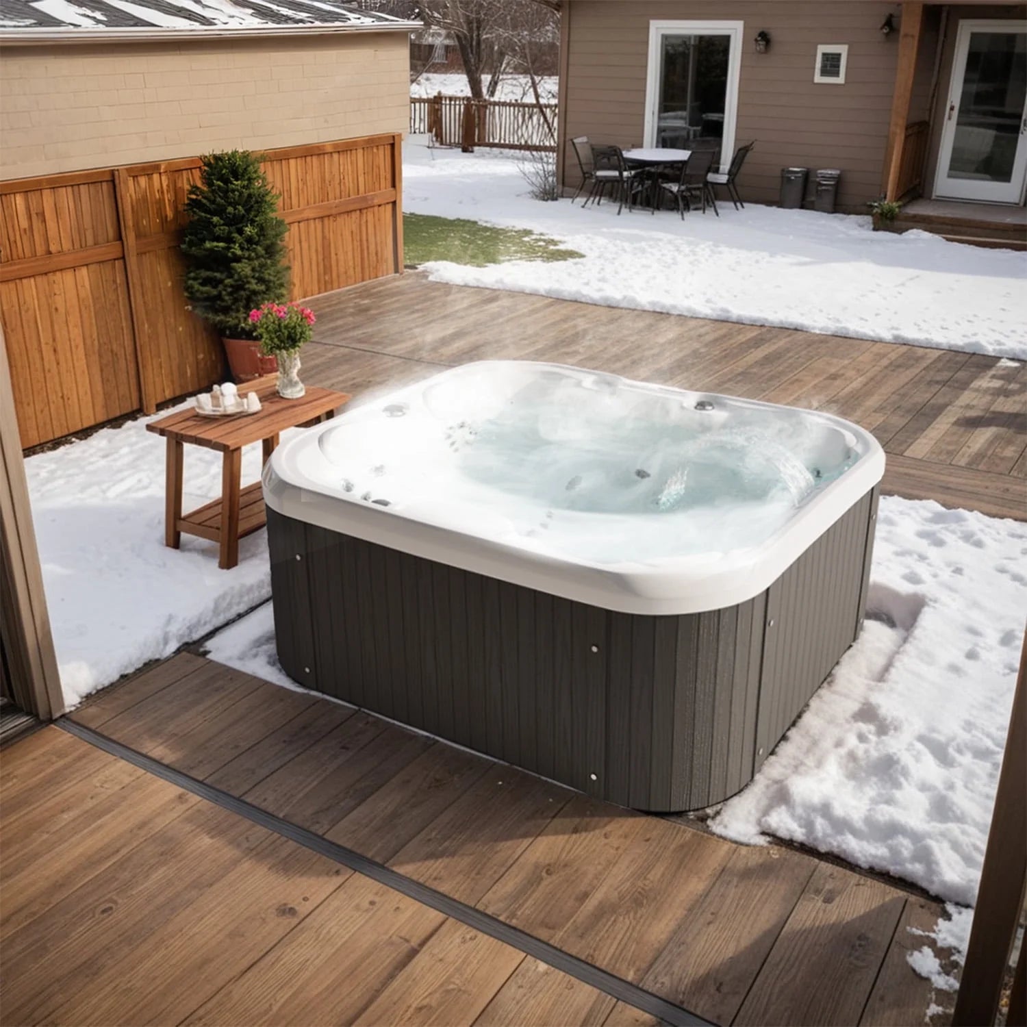 Patiowell 2 Person Home Spa Hot Tub for Outdoor, with 41pcs Massage Jets, LED lighting, Built-In Water Purification System, 900L, Black