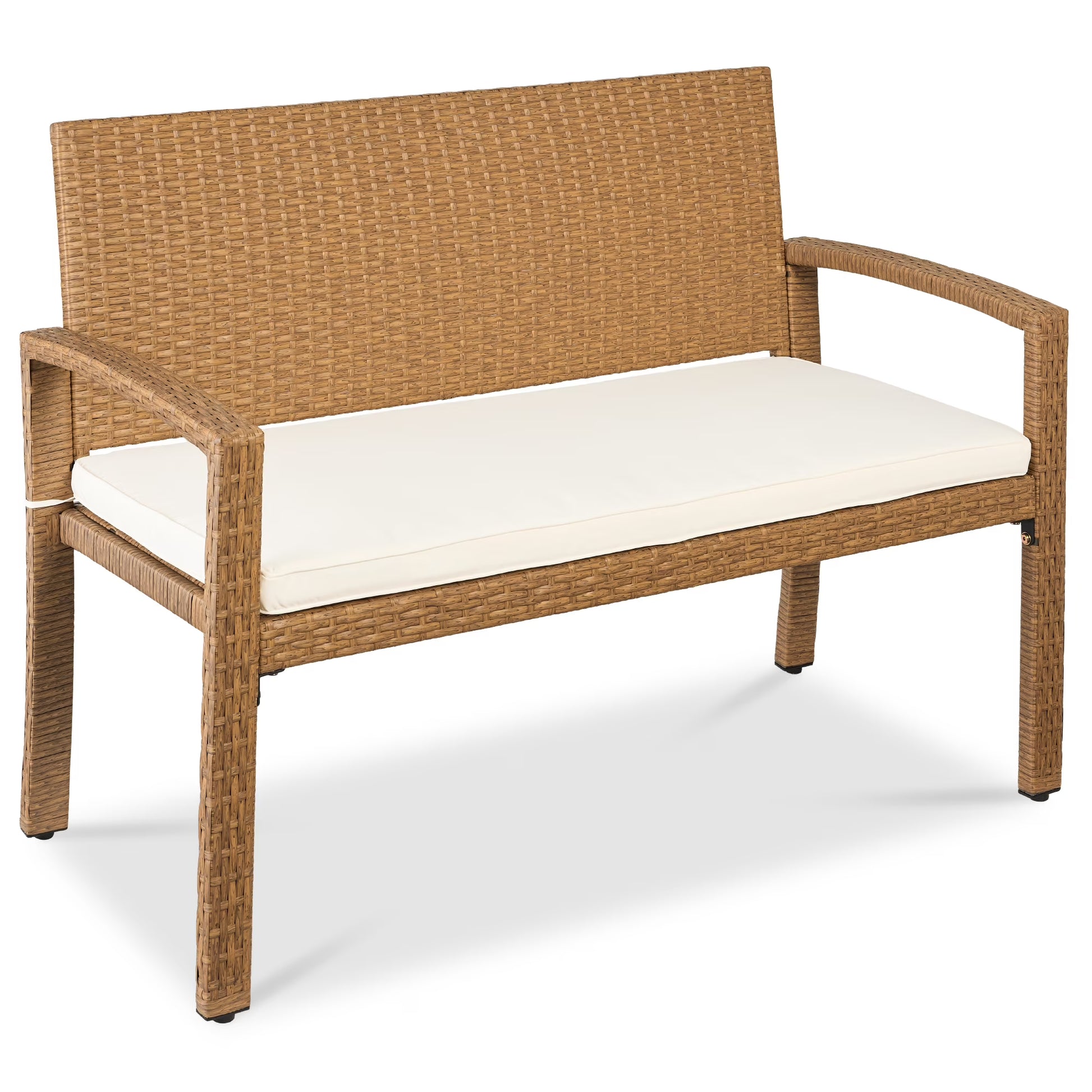 Best Choice Products 2-Person Outdoor Wicker Bench Garden Patio Porch Furniture w/700lb Capacity - Gray/Navy