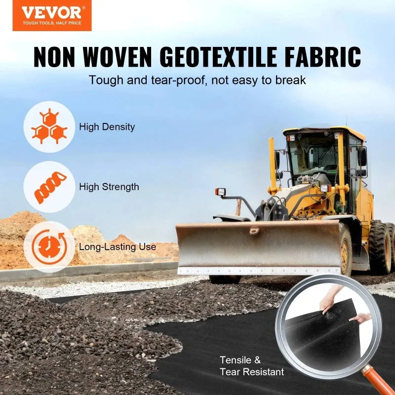 Heavy-Duty Non-Woven Geotextile Fabric 8oz UV Water Permeable Weed Barrier for Garden Landscaping Driveway Patio Walkway Ground Cover 6x100ft Roll Easy Installation Durable Sturdy Construction