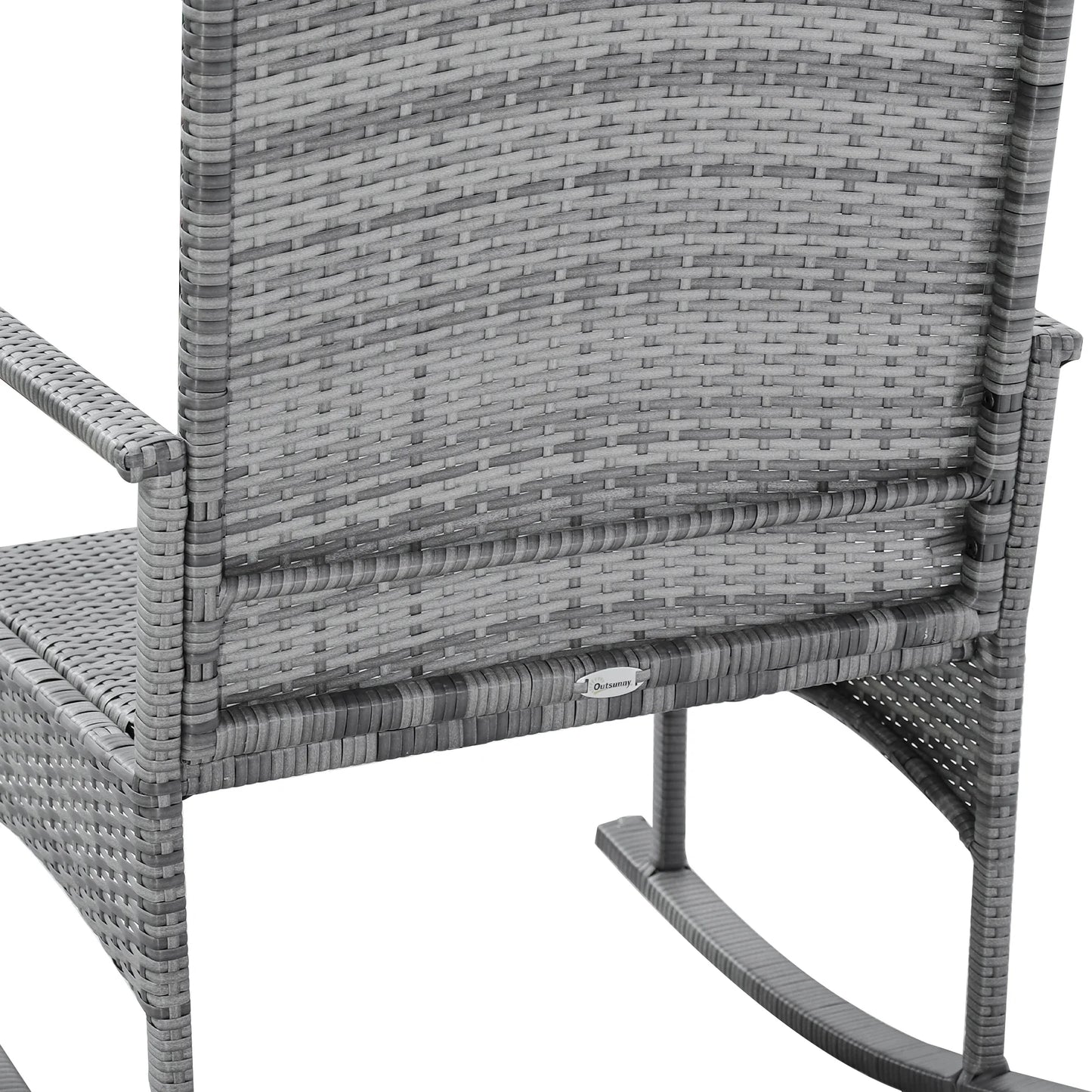 Outsunny 3Piece Wicker Rocking Chair Patio Furniture Set, Gray