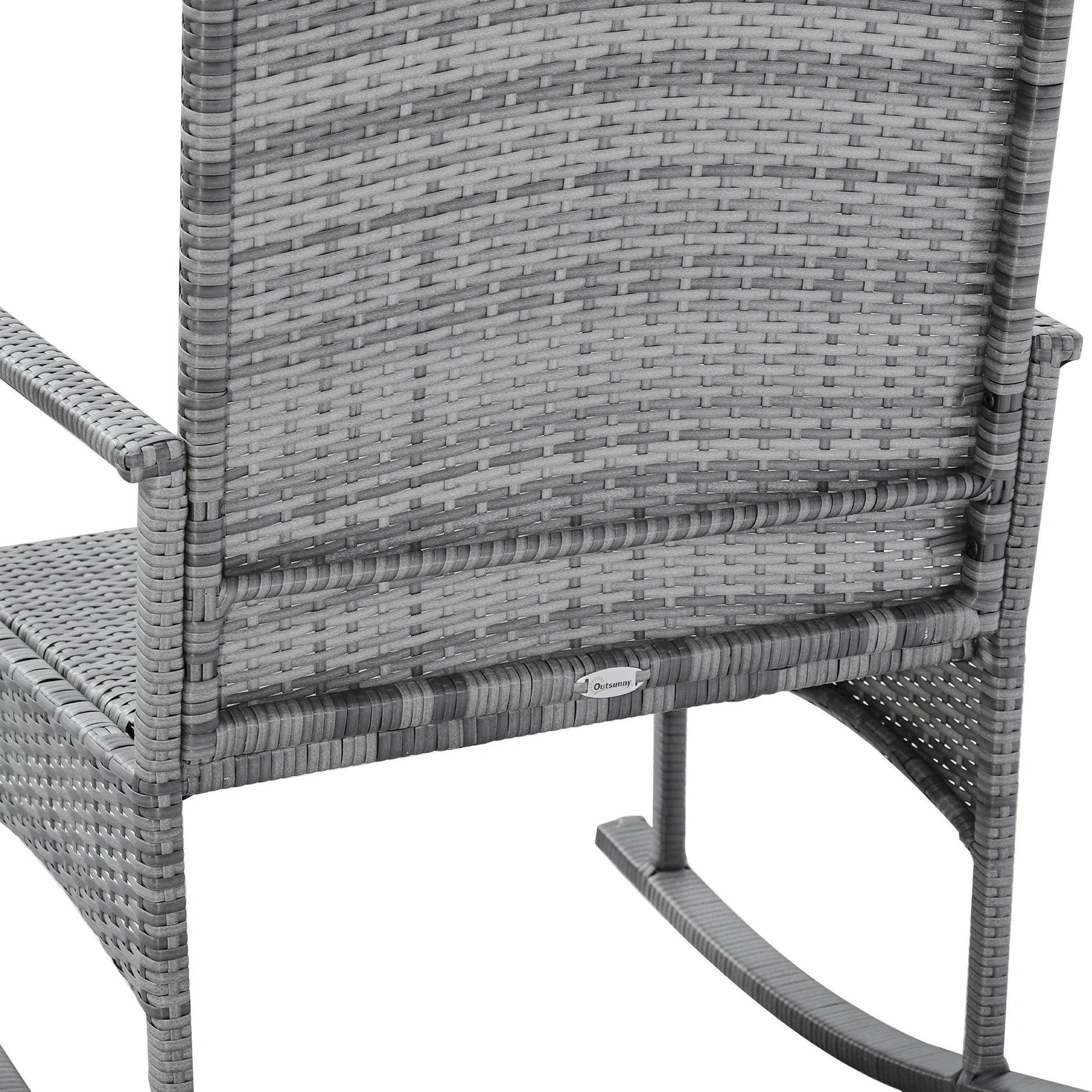 Outsunny 3Piece Wicker Rocking Chair Patio Furniture Set, Gray